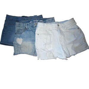 Girls Denim Shorts Lot of 3 Assorted Brands Size 10/12 Distressed Light Med Wash